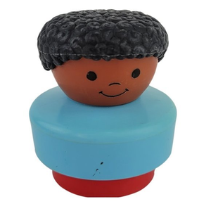 Fisher Price Little People Chunky‎ Boy 1990 Vintage African American Blue Red